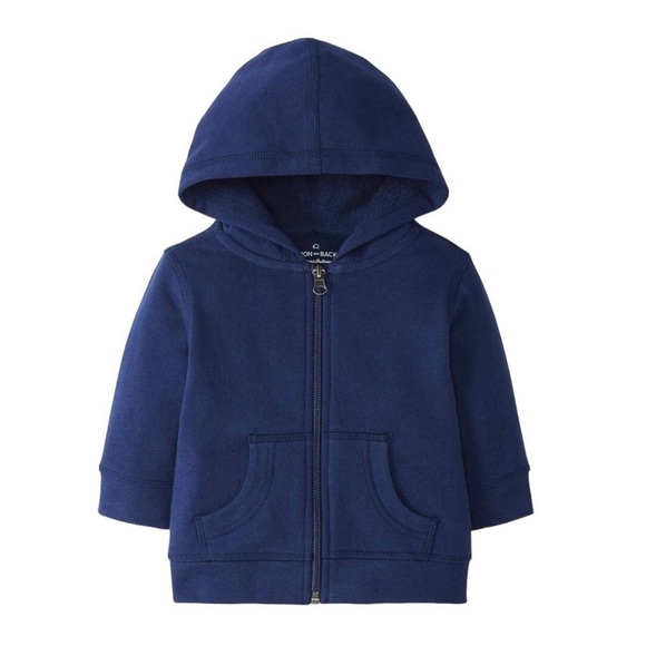 NWT Hanna Andersson Navy Blue Organic Cotton Hooded Zipper Jacket - Picture 1 of 3